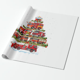 Fire Truck Lights Firefighter Fire Truck Christmas Wrapping Paper