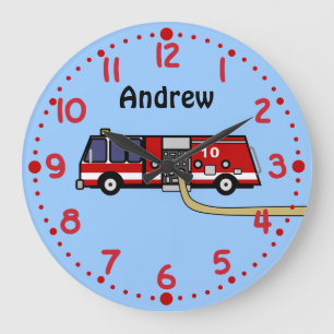 Fire Truck Lovers Personalized Name Boys Clock