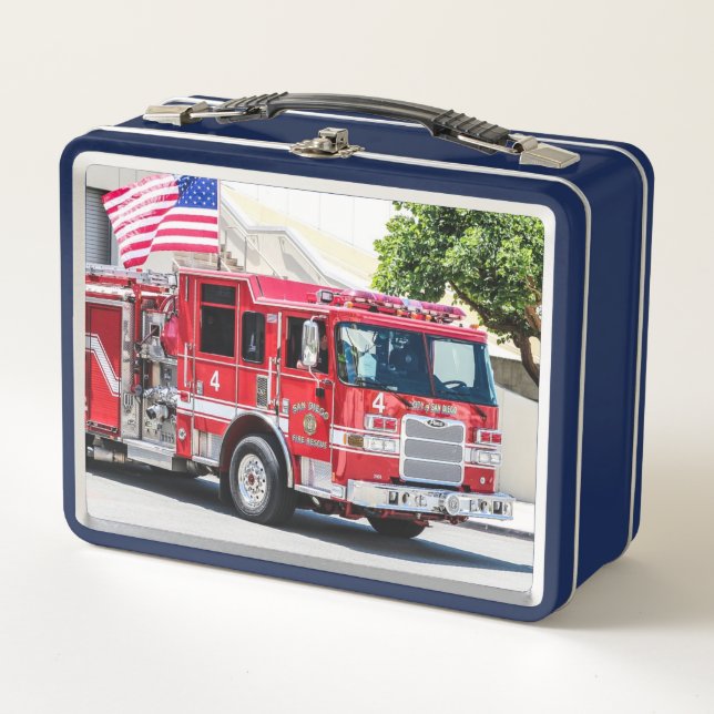 Fire Truck Metal Lunch Box (Front)