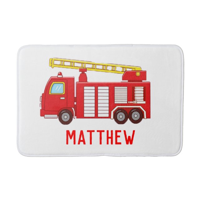 Fire Truck Name Bath Mat (Front)