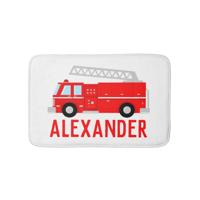 Fire Truck Name Bath Mat (Front)
