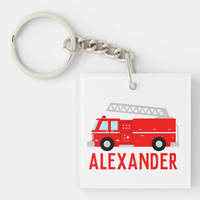 Fire Truck Name Key Ring (Front)