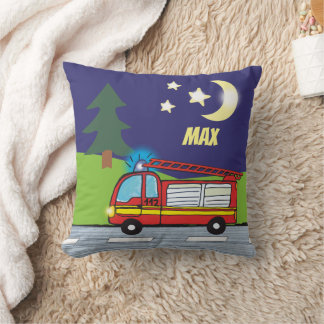  Fire Truck Night Scene - personalized  Cushion