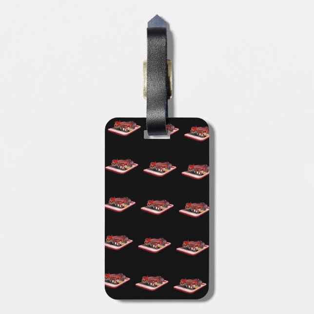 Fire Truck On Speed Dial, Black Luggage Tag (Back Vertical)