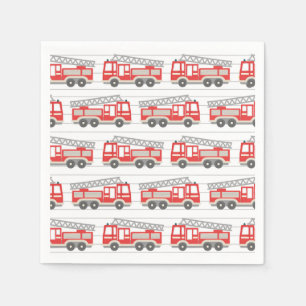 Fire Truck Paper Napkins, Firefighter Birthday Napkin