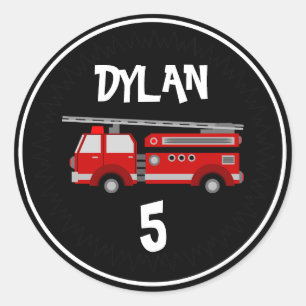 Fire truck Party Birthday Classic Round Sticker