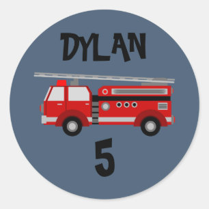 Fire truck Party Birthday Classic Round Sticker