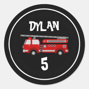 Fire truck Party Birthday Classic Round Sticker
