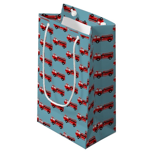 Fire truck Party Birthday gift bags (Front Angled)