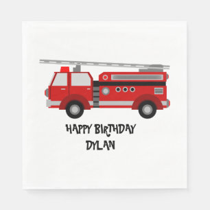 Fire truck Party Birthday Personalised Napkins