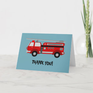 Fire truck Party Birthday Thank you note Card