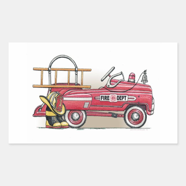 Fire Truck Pedal Car Rectangular Sticker (Front)