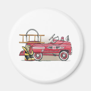 Fire Truck Pedal Car Round Magnet