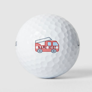 Fire Truck Personalise Customise Fun Red Golf Balls