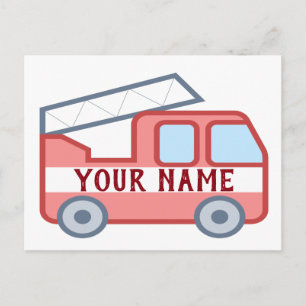 Fire Truck Personalise Customise Fun Red Postcard