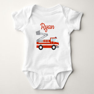 Fire Truck Personalised Baby Bodysuit