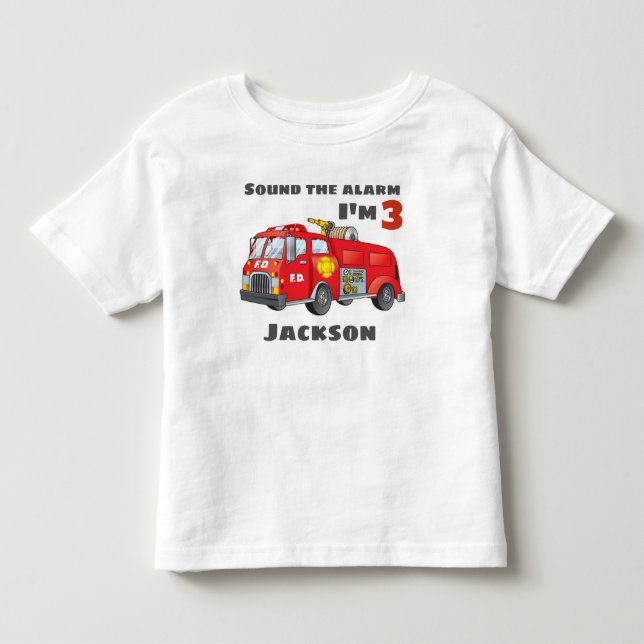 Fire Truck Personalised Birthday Tshirt (Front)