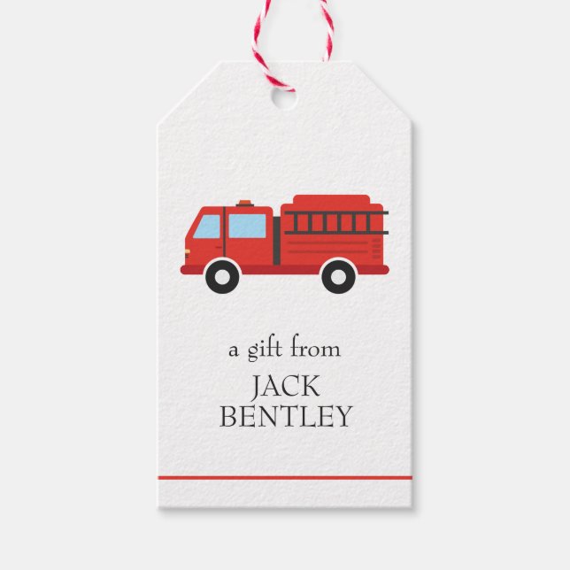 Fire Truck Personalised Gift Tags (Front)