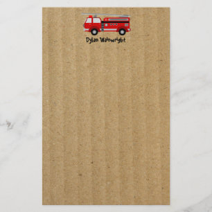 Fire Truck Personalised Stationery Kraft Paper
