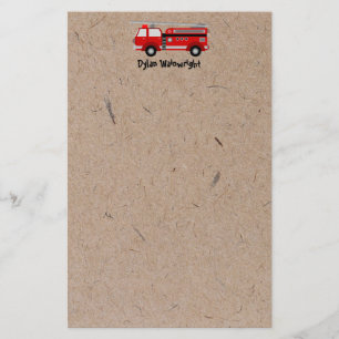 Fire Truck Personalised Stationery Kraft Paper