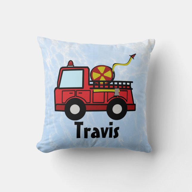 Fire Truck Personalised Throw Pillow (Front)