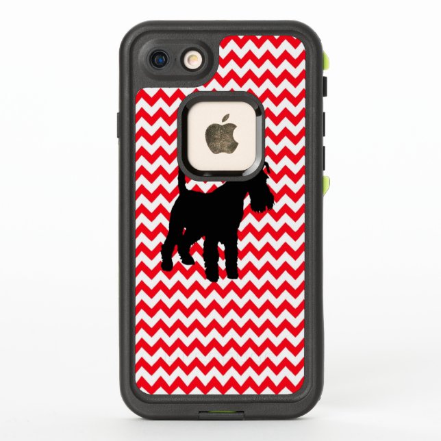 Fire Truck Red Chevron With Schnauzer LifeProof iPhone Case (Back)