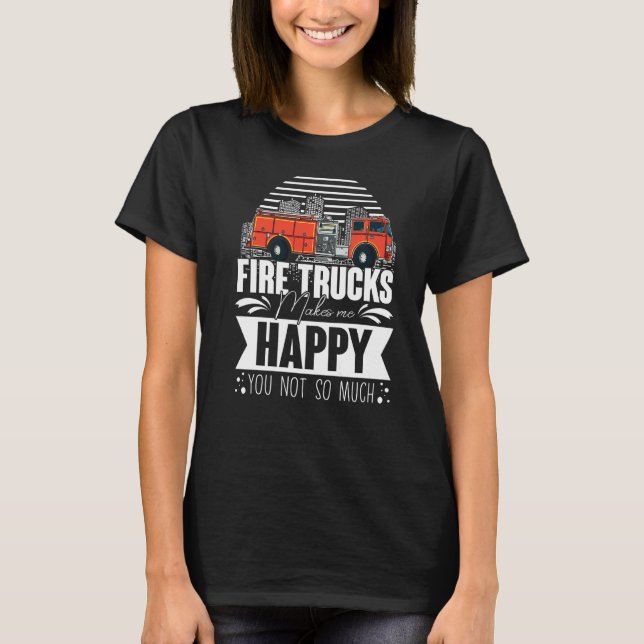 Fire Truck Siren Lights Fire Engine Firefighting T-Shirt (Front)