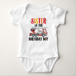 Fire Truck Sister Of The Birthday Boy  Baby Bodysuit<br><div class="desc">The Fire Truck Sister Of The Birthday Boy T-Shirt is a fun and vibrant t-shirt that's perfect for any sister celebrating their little sibling's birthday party. Featuring a colorful fire truck graphic, this shirt lets everyone know that the wearer is the proud sister of the birthday boy. It's made from...</div>