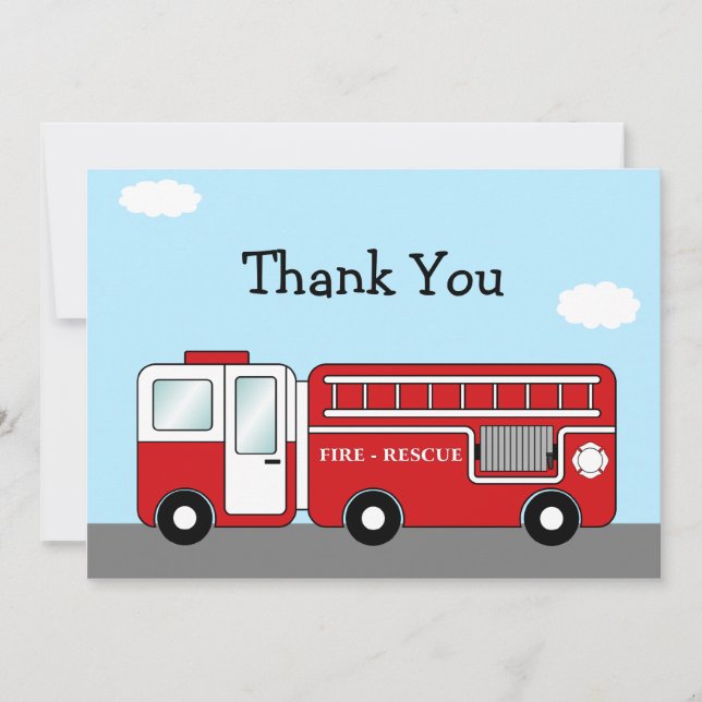 Fire Truck Thank You Card (Front)