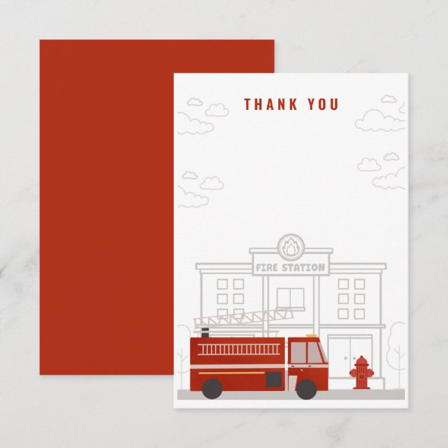Fire Truck Thank You Card (Front/Back)