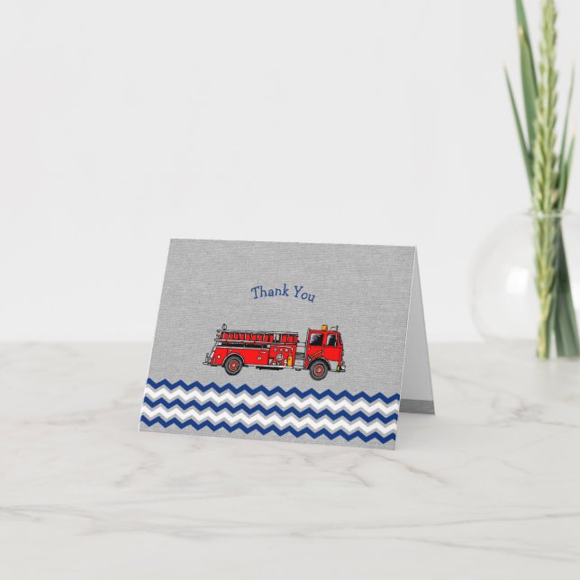 Fire Truck thank you note, baby shower or birthday (Front)