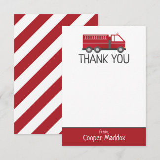 Fire Truck Thank You Note for Firefighter Birthday
