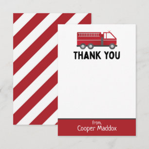 Fire Truck Thank You Note for Firefighter Birthday Card