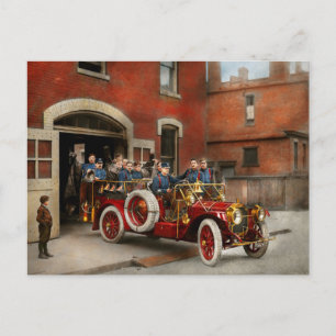 Fire Truck - The flying squadron 1911 Postcard