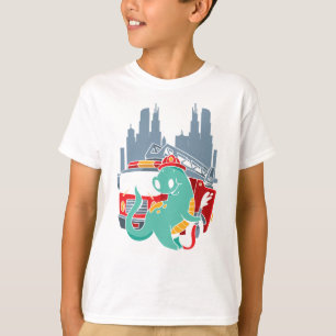 Fire Truck Trex Boys Firefighter Dinosaur T-Shirt