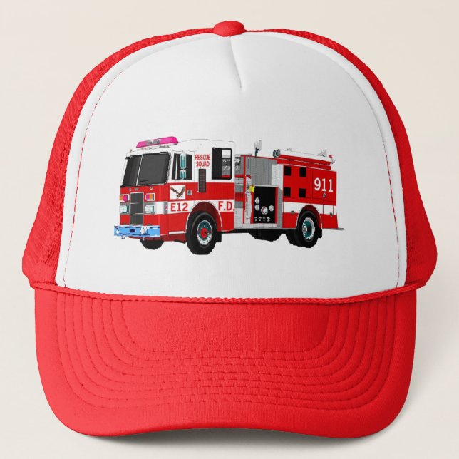 FIRE TRUCK TRUCKER HAT (Front)