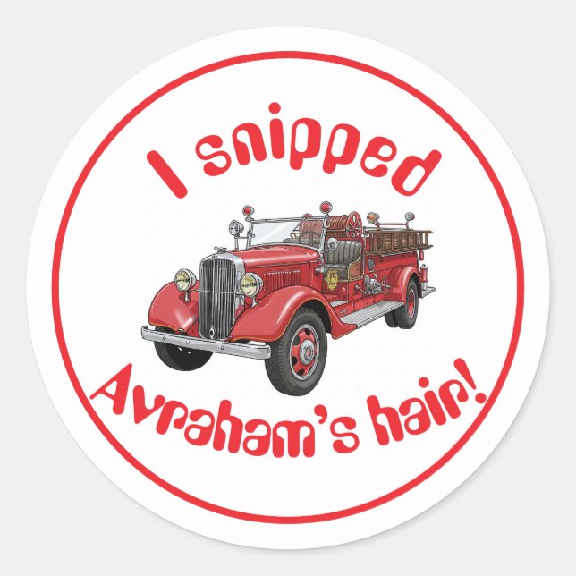 Fire truck upsherin sticker (Front)