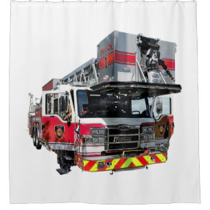 Fire Truck With Open Door Shower Curtain