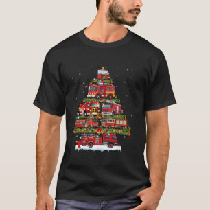 Fire Truck Xmas Lights Firefighter Fire Truck Chri T-Shirt