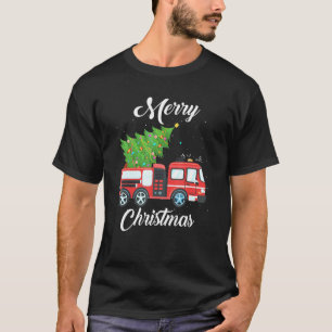 Fire Truck Xmas Tree Firefighter T-Shirt
