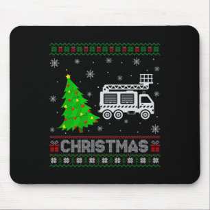 Fire Truck Xmas Tree Lighting Ugly Christmas Sweat Mouse Mat