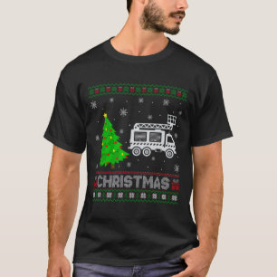 Fire Truck Xmas Tree Lighting Ugly Christmas Sweat T-Shirt