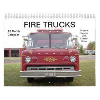 Fire Trucks - 12 Month Calendar