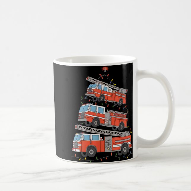 Fire Trucks Christmas Tree Lights Xmas Firefighter Coffee Mug (Right)