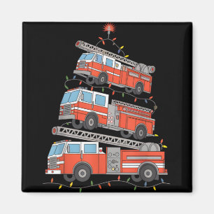 Fire Trucks Christmas Tree Lights Xmas Firefighter Magnet