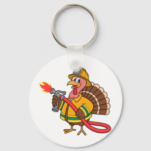 Fire trucks Firefighter Thanksgiving Turkey Key Ring