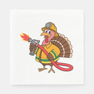 Fire trucks Firefighter Thanksgiving Turkey Napkin