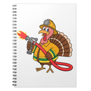 Fire trucks Firefighter Thanksgiving Turkey Notebook