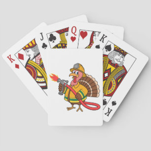 Fire trucks Firefighter Thanksgiving Turkey   Playing Cards