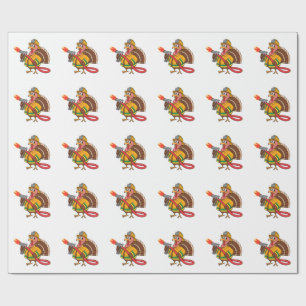Fire trucks Firefighter Thanksgiving Turkey   Wrapping Paper